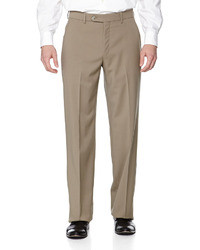 Neiman Marcus Flat Front Wool Pants British Tan