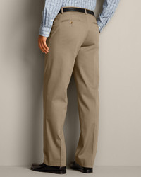 Eddie Bauer Performance Dress Flat Front Khaki Pants Relaxed Fit