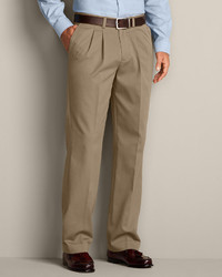Eddie Bauer Wrinkle Free Relaxed Fit Pleated Performance Dress Khaki Pants