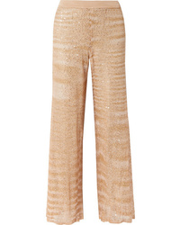 Khaki Embellished Sequin Dress Pants