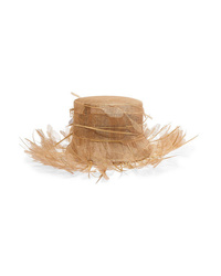 Khaki Embellished Straw Hat