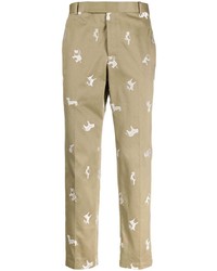 Thom Browne Animal Embroidered Chino Trousers