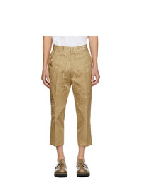 Sean Suen Tan Cropped Embroidered Trousers