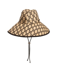 Khaki Embroidered Straw Hat