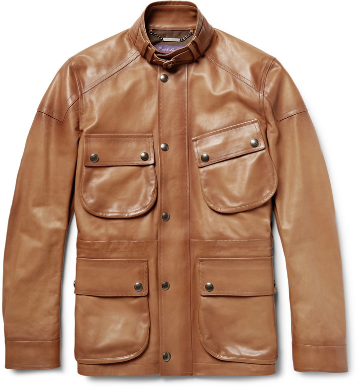 Ralph Lauren Purple Label Thornhill Burnished Leather Field Jacket 