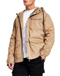 River Island Topstitch Hooded Padded Cotton Parka