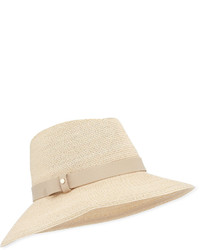 Inverni Kathleen Leather Trim Fedora Hat Natural
