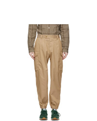 Khaki Herringbone Cargo Pants
