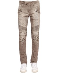 Balmain 17cm Biker Washed Cotton Denim Jeans