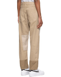 Helmut Lang Beige Tapered Utility Jeans