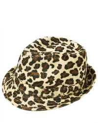 Amc Leopard Print Fedora Hat Beige Brown Color Cap