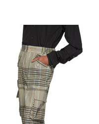 Feng Chen Wang Beige Check Straight Cargo Pants