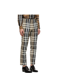 Burberry Beige And Black Check Trousers
