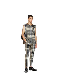 Burberry Beige And Black Check Trousers