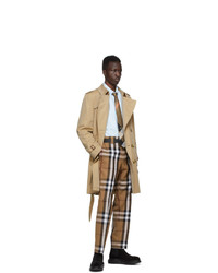 Burberry Brown Wool Check Cropped Tailored Trousers