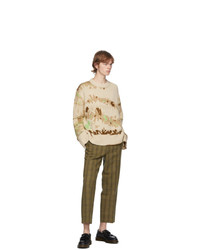 Andersson Bell Khaki Raw Cut Wool Trousers