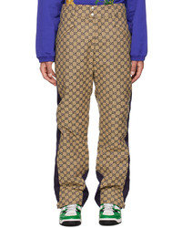Gucci Beige Navy Gg Trousers