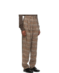 Lemaire Brown And Beige Pleats Trousers