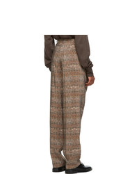 Lemaire Brown And Beige Pleats Trousers