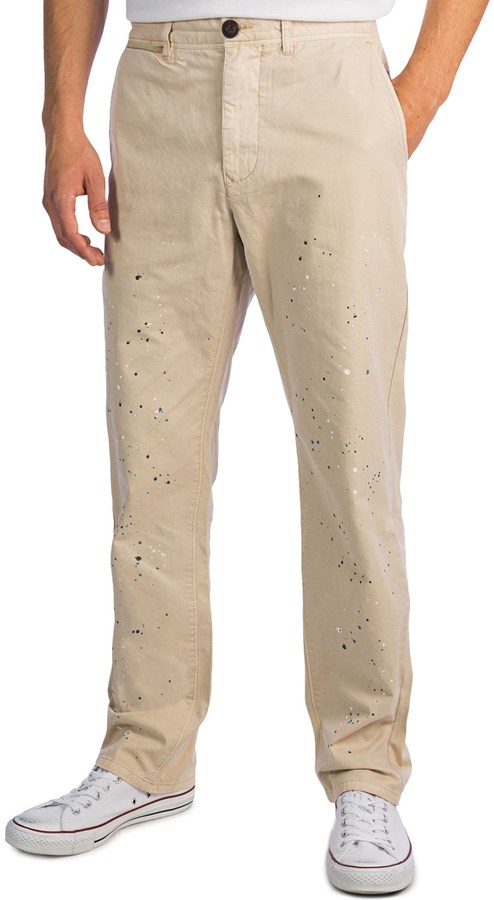 khaki pants with paint splatter