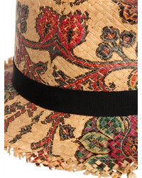 Etro Flower Printed Woven Straw Hat