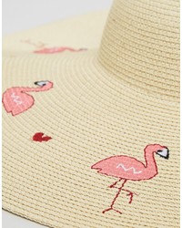 Asos Flamingo Heart Oversized Floppy Straw Hat