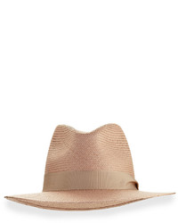 Rag & Bone Panama Straw Fedora Hat Taupe