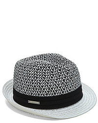 Vince Camuto Patterned Straw Fedora Hat