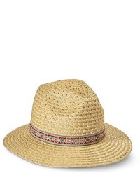 Mossimo Supply Co Woven Straw Fedora With Aztec Print Ribbon Sash Natural Supply Co