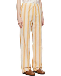 young n sang Beige Striped Trousers