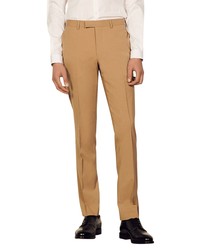 Sandro Formal Stretch Wool Trousers In Beige At Nordstrom