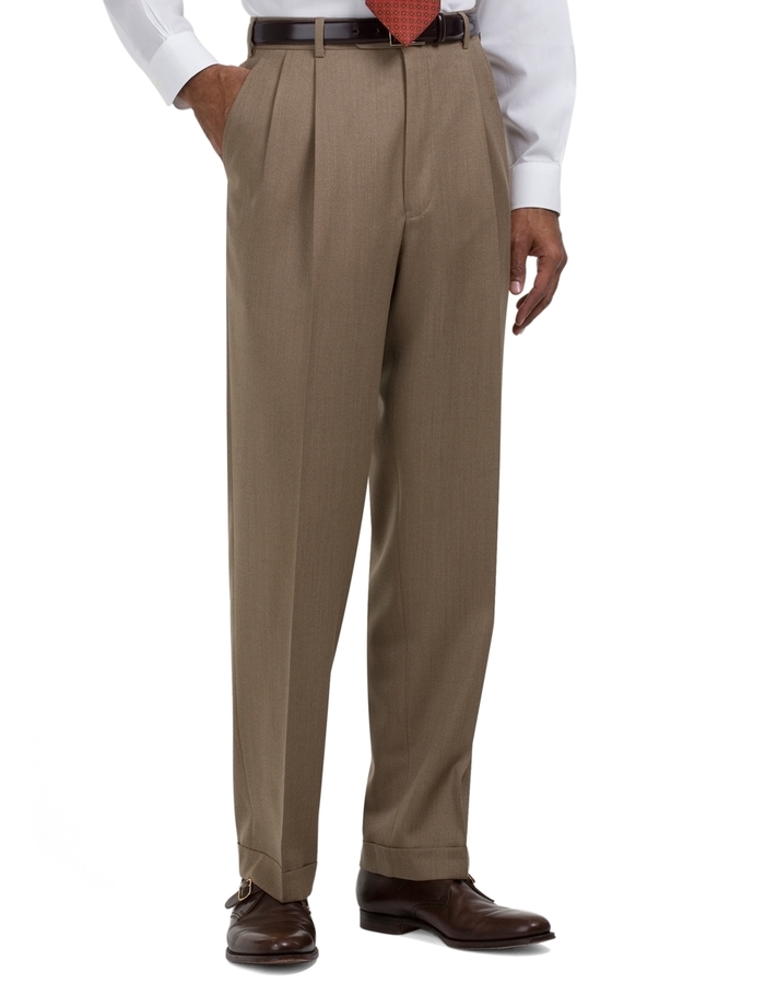 Brooks Brothers Madison Fit Pleat Front Covert Twill Trousers, $248, Brooks Brothers