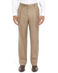 Berle Pleated Solid Wool Trousers