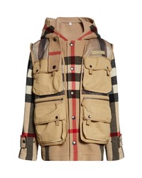 Burberry Fairfield Check Wool Nylon Field Jacket With Removable Vest