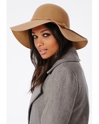 Missguided Dory Bow Detail Floppy Hat Camel