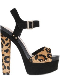 Leopard Suede Heeled Sandals