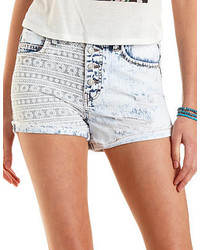Charlotte Russe Embroidered Patch High Waisted Denim Shorts
