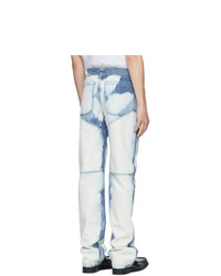 Telfar Blue And White Bleached Panelled Jeans