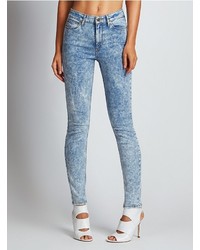 GUESS 1981 High Rise Skinny Jeans In Indigo Acid Wash