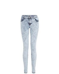 Exclusives New Look 28in Blue Heavy Acid Wash Skinny Jeans