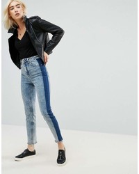 Asos Farleigh High Waist Slim Mom Jeans With Tonal Side Stripe