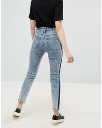 Asos Farleigh High Waist Slim Mom Jeans With Tonal Side Stripe
