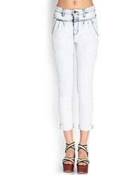 Forever 21 Pleated Acid Wash Jeans