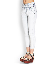 Forever 21 Pleated Acid Wash Jeans