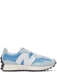 New Balance White Blue 327 Sneakers