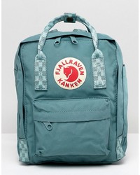 FjallRaven Mini Kanken Frost Green Backpack With Contrast Stripes