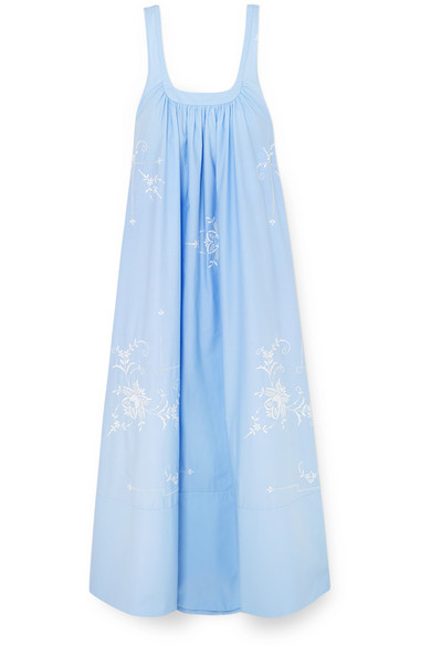 1875 Stella Mccartney Oversized Embroidered Cotton Poplin Maxi Dress