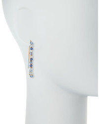 Lydell NYC Beaded Delicate Linear Drop Earrings Blue