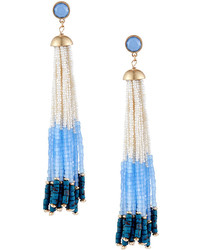 Lydell NYC Multihued Beaded Tassel Earrings Light Blue
