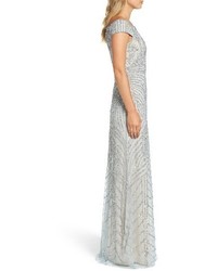 Adrianna Papell Petite Off The Shoulder Beaded Gown